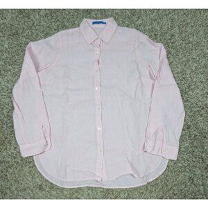 J McLaughlin Button Up Shirt Women's Small Pink 100% Linen Long Sleeve Preppy